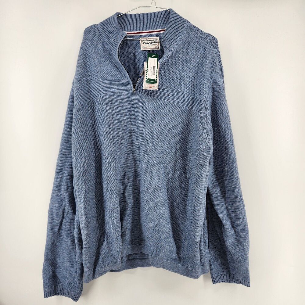 Flag & Anthem Men's Light Blue XL Short Charmaine Mixed‎ Stitch Quarter Zip